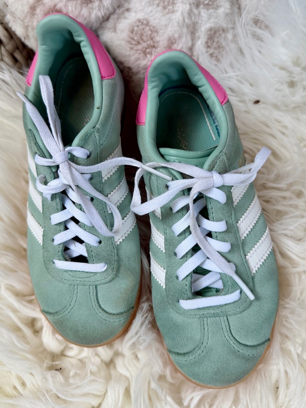 adidas Kids Mint Green Gazelle Suede Sneakers